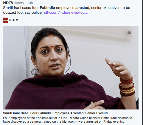 Smriti Irani FabIndia